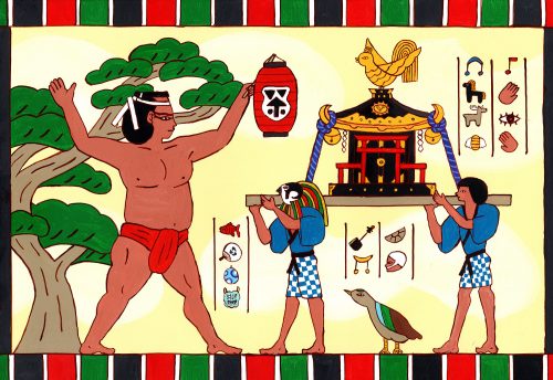 エジプト壁画風 お祭りの絵
